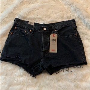 high waisted black denim shorts